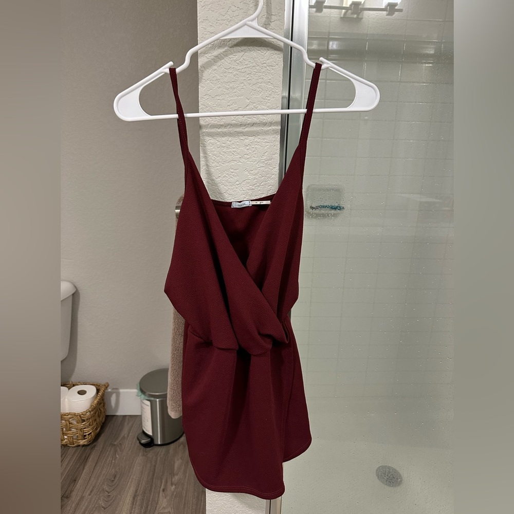 Burgundy wrap romper